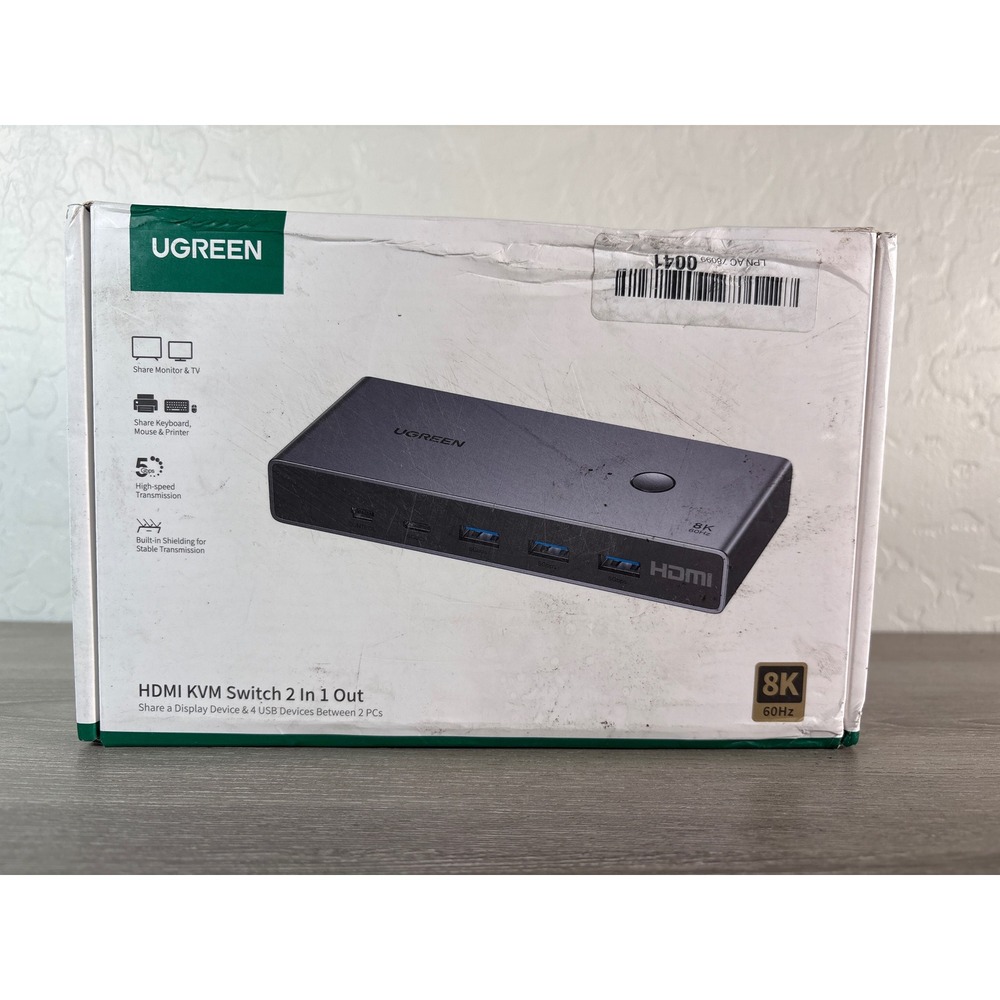 UGREEN 8K@60Hz HDMI KVM Switch 2 In 1 Out Display & 4 USB Between 2 PCs‎